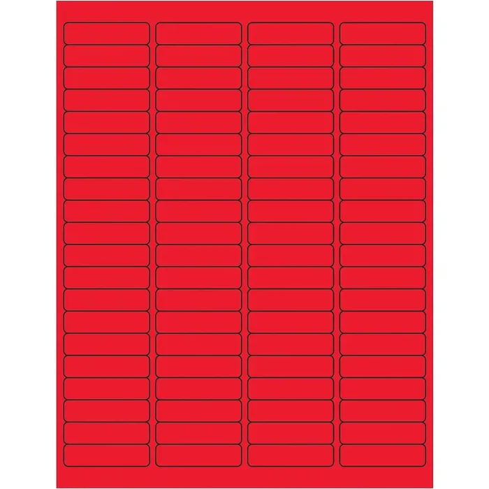 1 15/16 x 1/2″ Fluorescent Red Rectangle Laser Labels 8000/Case