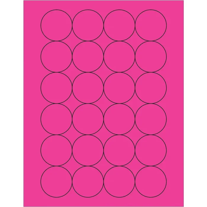 1 2/3″ Fluorescent Pink Circle Laser Labels 2400/Case