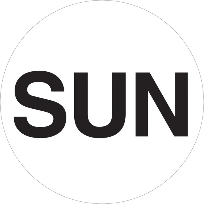 1″ Circle – “SUN” (White) Days of the Week Labels 500/Roll