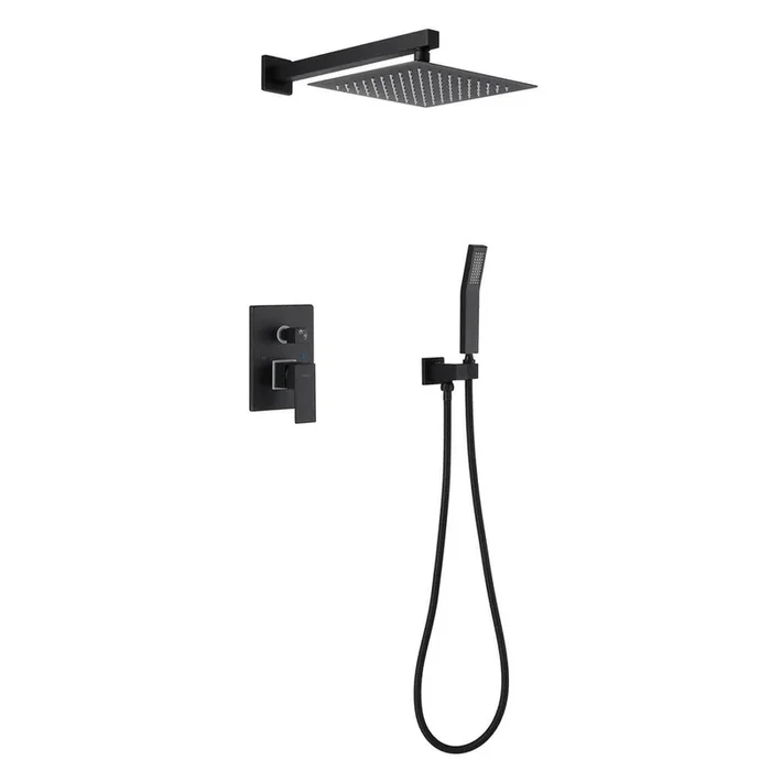1-spray 10 in. High PressureDual Shower Head and Handheld Shower Head in Matte Black
