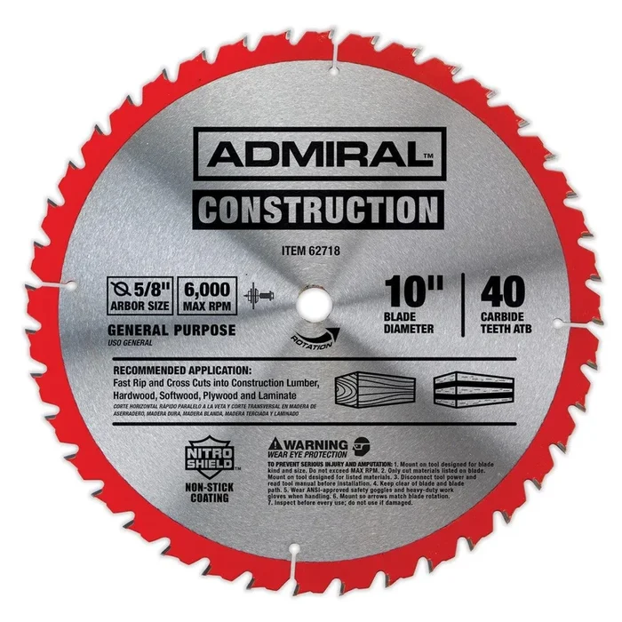 10 in., 40T General Purpose Circular Saw Blade with Nitro Shield™ Coating