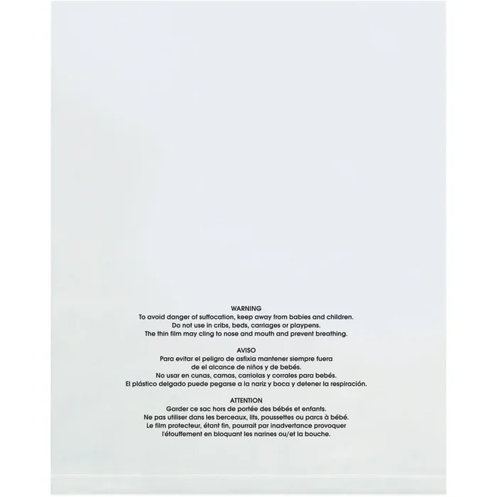 10 x 15 – 1 Mil Flat Suffocation Warning Poly Bags 1000/Case