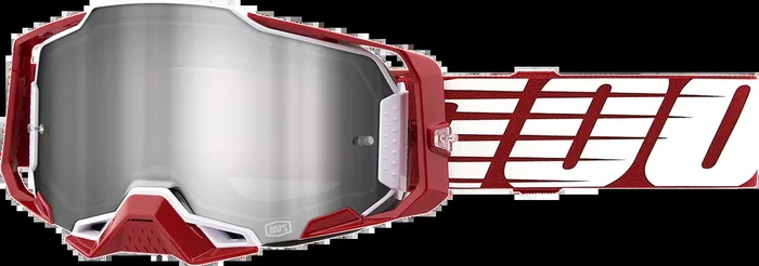 100% Armega Goggles – Oversized Deep Red – Flash Silver 50005-00009