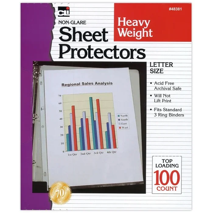 100/Bx Heavy Weight Sheet Protector Non Glare