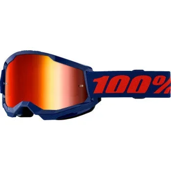 100% Strata 2 Goggle – Navy – Red Mirror 50028-00021