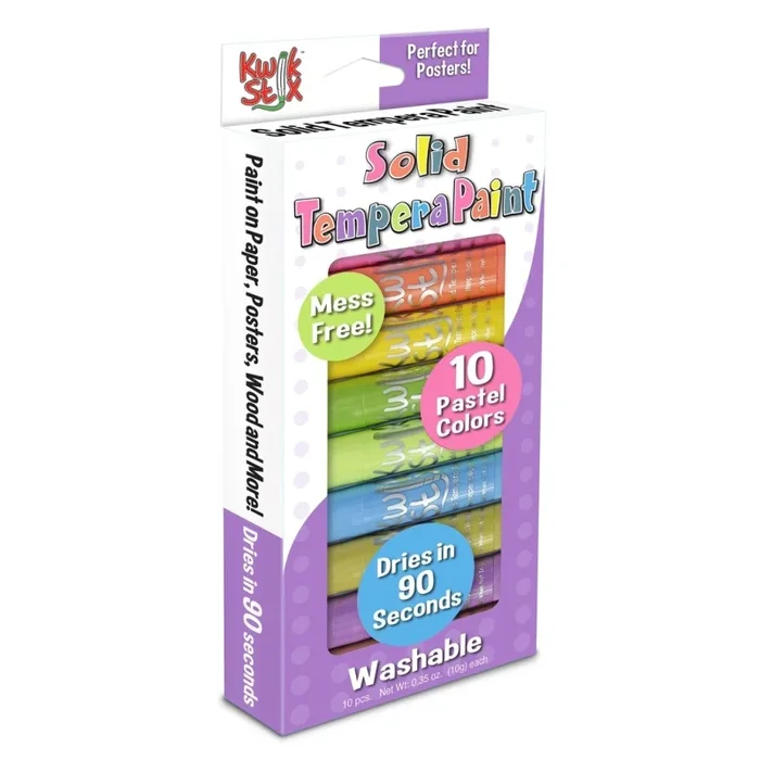 10Ct Pastel Tones Tempera Paint Sticks