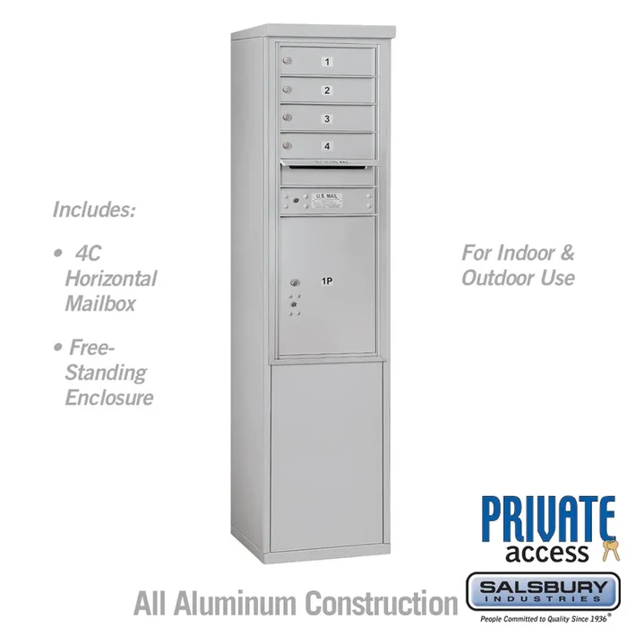 11-Door Free-Standing Mailbox with Parcel Locker, Aluminum, Private Access
