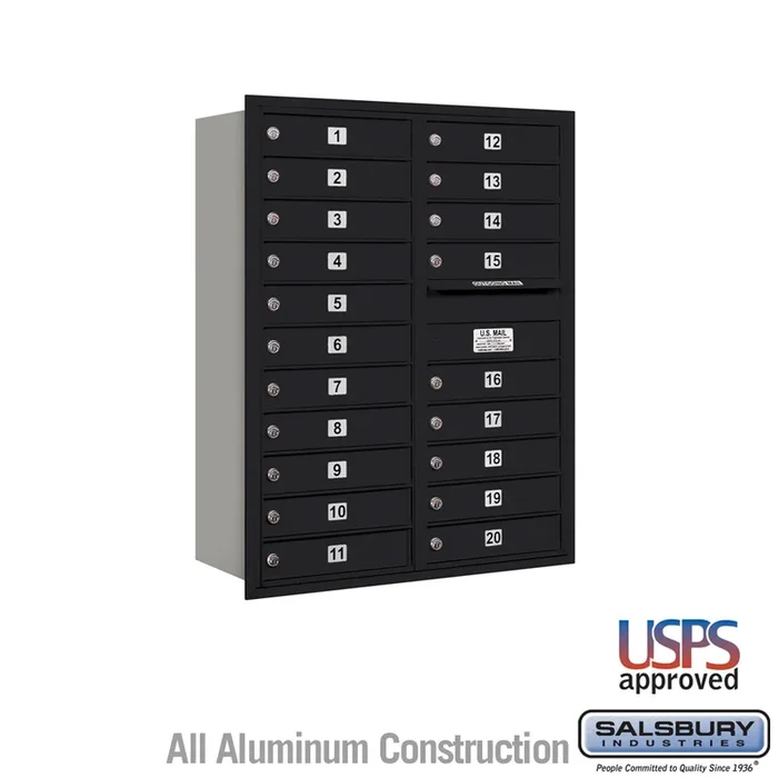 11 Door High Recessed Mounted 4C Horizontal Mailbox with 20 Doors in Black – Rear Loading