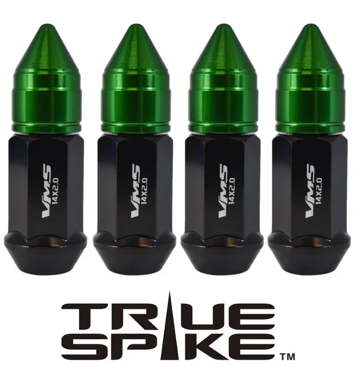12×1.25 MM 71MM LONG APOLLO SPIKE FORGED STEEL LUG NUTS WITH ANODIZED ALUMINUM CAP / CAP: 20MM DIAMETER 30MM HEIGHT PART # LGC044