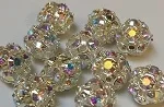 12mm Rhinestone Bead Crystal AB/Silver