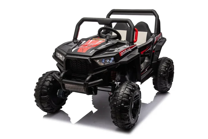 12v7ax1 30wx4 Four-wheel drive leather seat one button start,forward and backward, high and low speed, music, front light, power display, two doors can open, 2.4G R/C, seat belt four wheel absorber