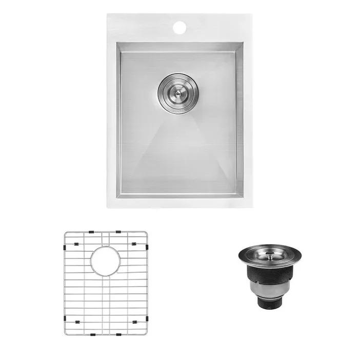 15 in. Single Bowl Drop-in 16-Gauge Stainless Steel Topmount Bar Prep Kitchen Sink