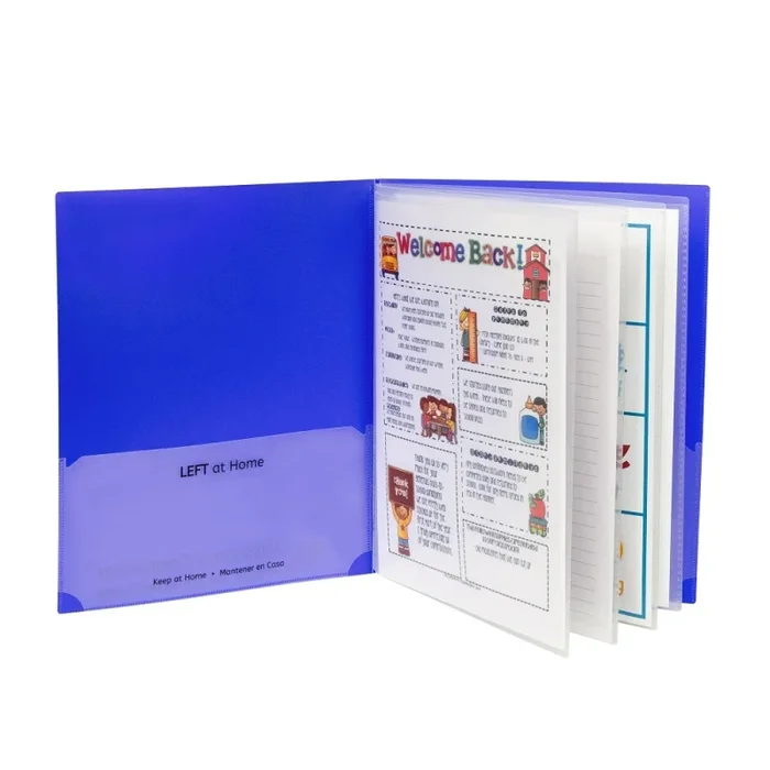 15Ct Blue Classroom Connector Multi Pocket Folders
