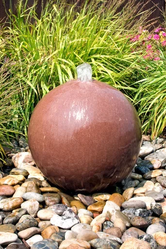 16″ Red Sandstone Sphere Fountain