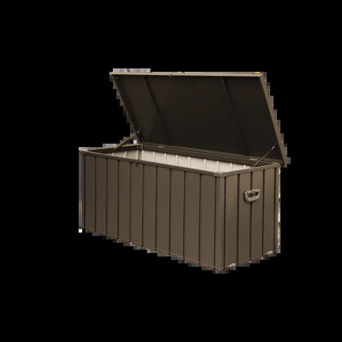 160 Gallon Outdoor Storage Deck Box Waterproof, Large Patio Storage Bin For Outside Cushions, Throw Pillows, Garden Tools, Lockable Dark Brown Dark Brown Steel