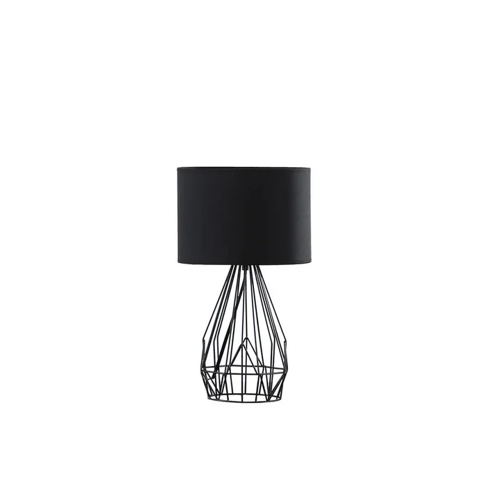 17.5″ In Industrial Farm Metal Cage Black Table Lamp Black Metal