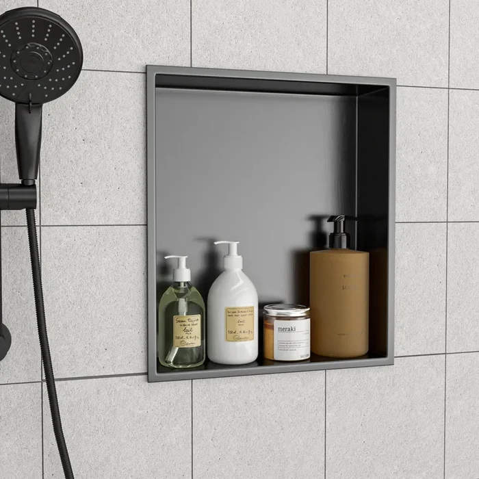 17″ X 15″ Stainless Steel Shower Niche, Gunmetal Black Gunmetal Black Stainless Steel