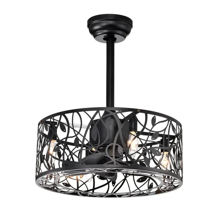 18” Decor Forward Reverse 5 Blades Ceiling Fan Lamps, Industrial Style Vintage Fan Ceiling Fan With 3 Speeds Adjustable For Living Room, Bedroom, Kitchen Matte Black American Design Abs Metal