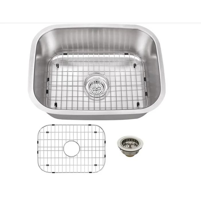 18 Gauge Undermount Stainless Steel 23.4375 in. 0-Hole Bar Single Bowl Kitchen Sink in Brushed Stainless