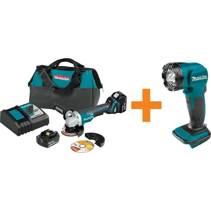 18-Volt LXT Brushless 4-1/2 in./5 in. Paddle Switch Cut-Off/Angle Grinder Kit with bonus 18-Volt LXT L.E.D. Flashlight