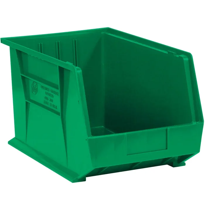 18 x 11 x 10 Green Plastic Bin Boxes 4/Case