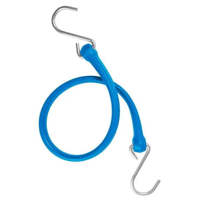 19 in. Polyurethane Bungee Strap with Galvanized S-Hooks (Overall Length: 24 in.) in Blue