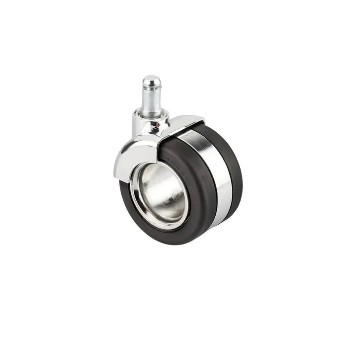 2-11/16 in. black and chrome Self lock Friction Grip Stem Caster, 110 lb. Load Rating