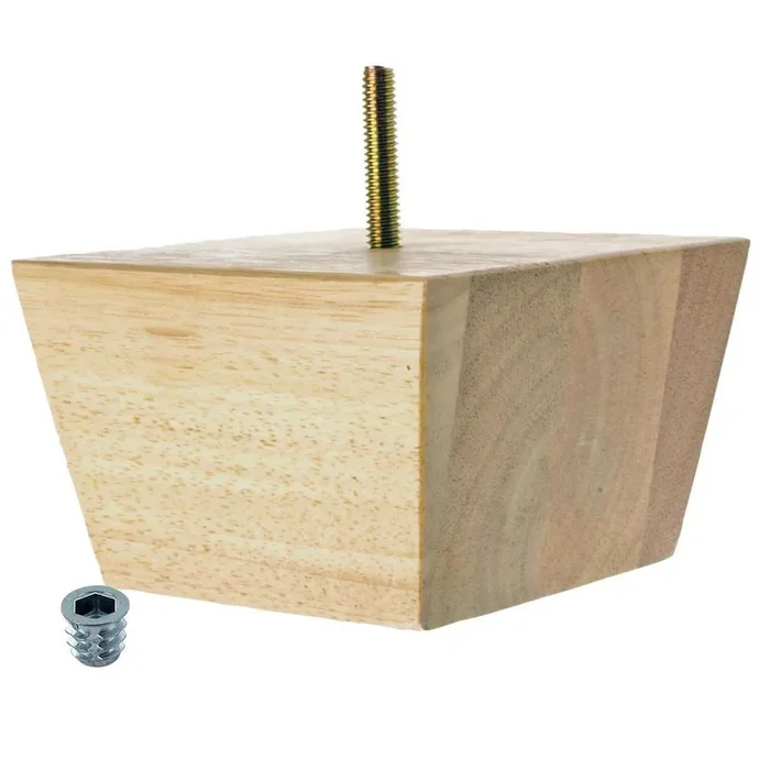 2-3/4 in. x 4-3/8 in. Unfinished Solid Hardwood Square Bun Foot