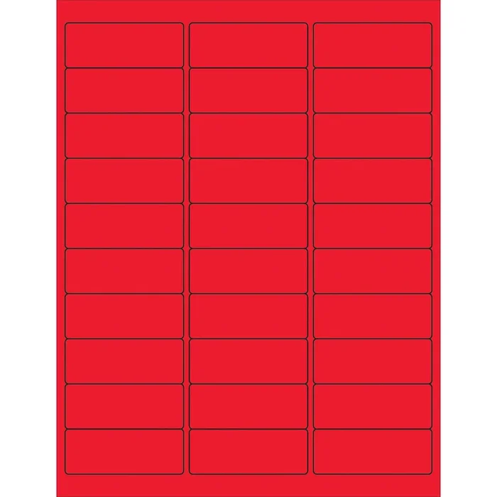 2 5/8 x 1″ Fluorescent Red Rectangle Laser Labels 3000/Case