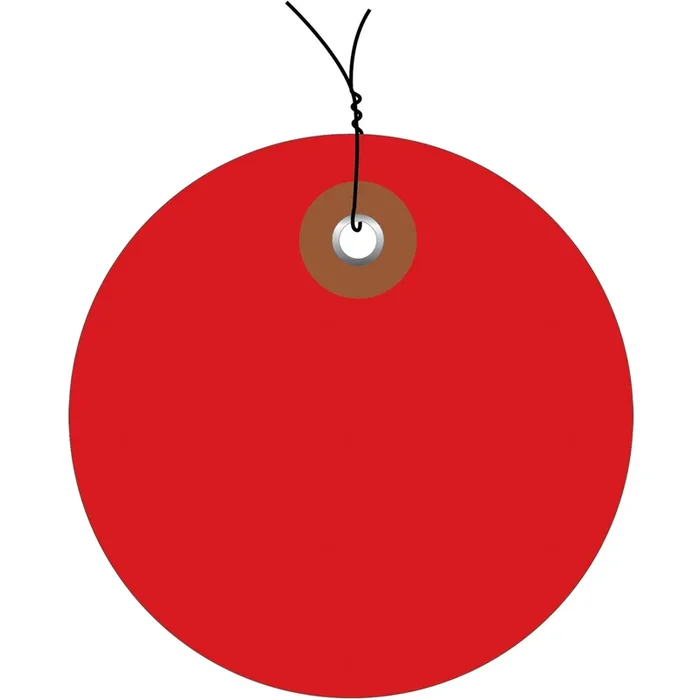 2″ Red Plastic Circle Tags – Pre-Wired 100/Case