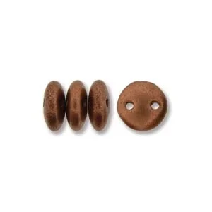 2-Hole Lentil Bead- 6mm – Matte Metallic Copper
