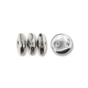 2-Hole Lentil Bead- 6mm – Silver