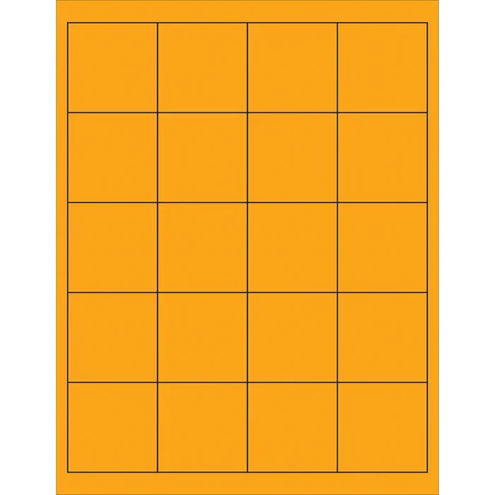 2 x 2″ Fluorescent Orange Rectangle Laser Labels 2000/Case