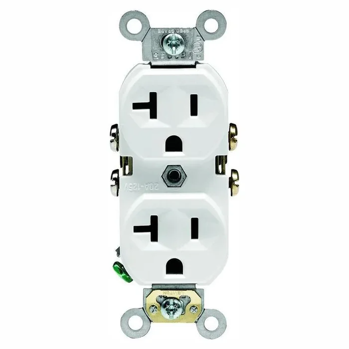 20 Amp Commercial Grade Duplex Outlet, White (10-Pack)
