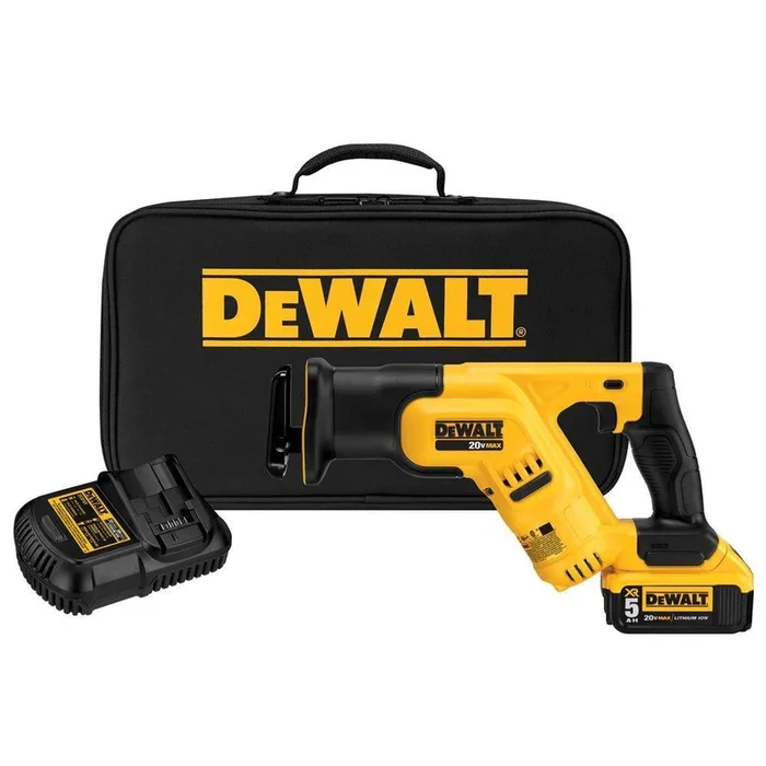 20-Volt MAX Lithium-Ion Cordless Compact Reciprocating Saw Kit with Battery 5Ah, Charger and Contractor Bag