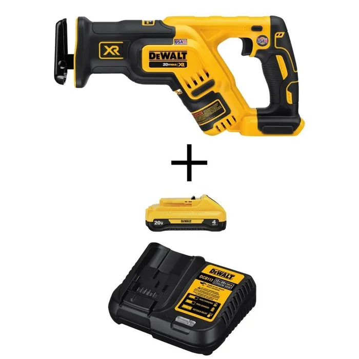 20-Volt MAX XR Li-Ion Cordless Brushless Compact Reciprocating Saw (Tool-Only) with 20-Volt 4.0 Ah Battery and Charger
