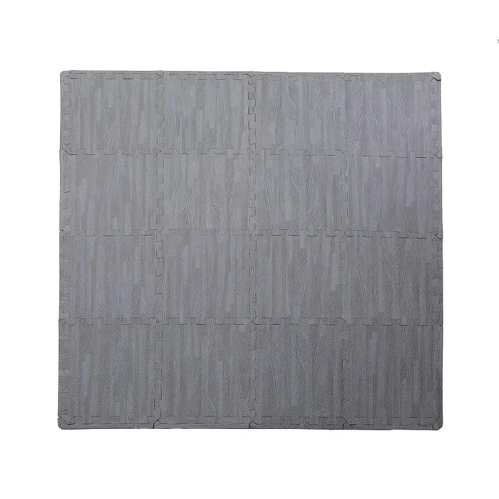 206996596 Soft EVA Foam Mat Flooring Tiles, Gray Wood Print, 16 PC, 12″ x 12″, 16 sq. ft.
