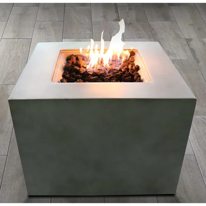 24” H X 30” W Concrete Outdoor Fire Pit Gray Garden & Outdoor Modern Stone Concrete