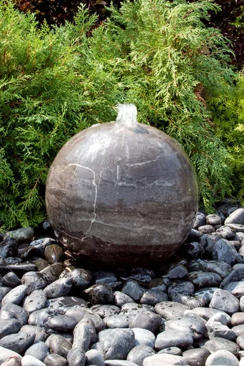 24″ Blue Limestone Sphere Fountain