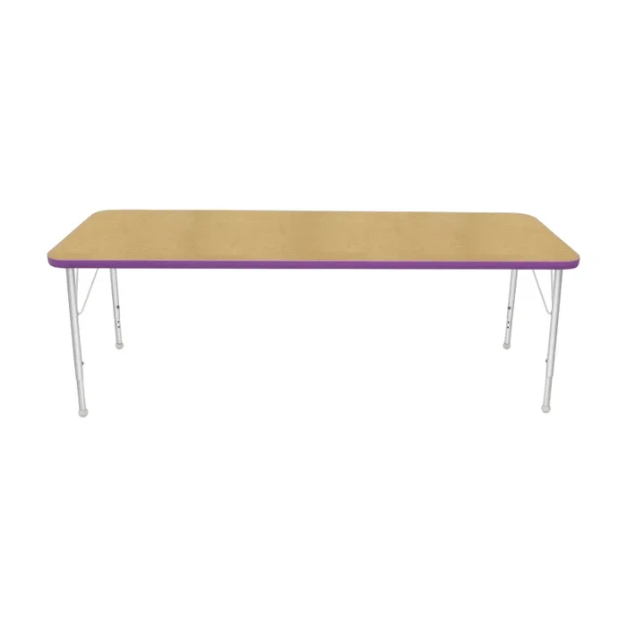 24″ x 72″ Rectangle Table – Maple Top, Purple Edge – New Products