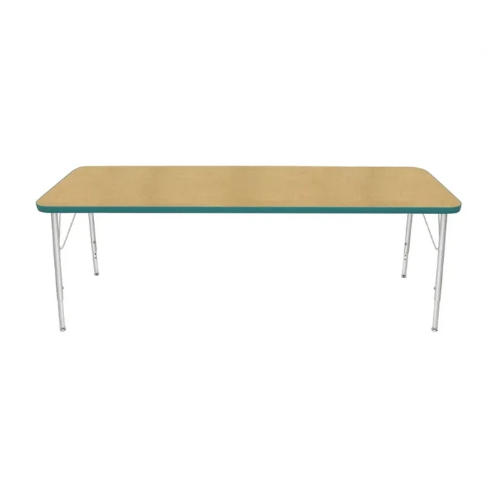 24″ x 72″ Rectangle Table – Maple Top, Teal Edge