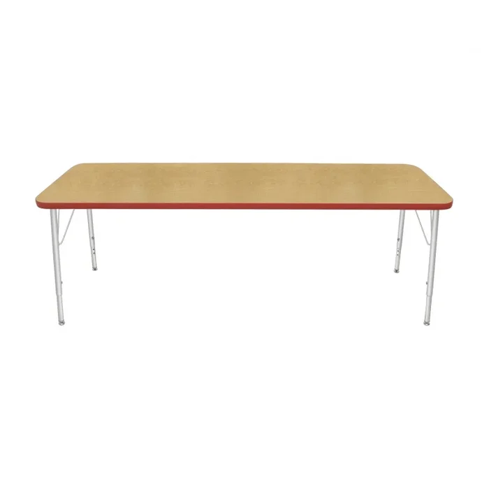 24″ x 72″ Rectangle Table – Maple Top with Red Edge