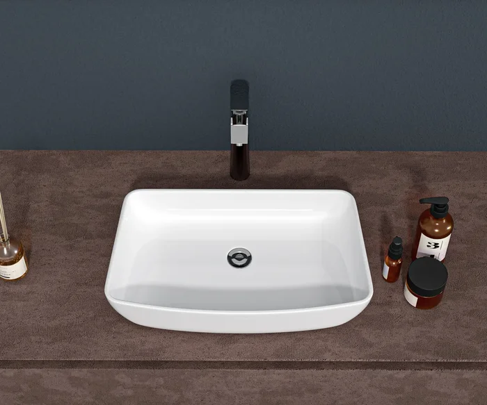 24″X15″ White Ceramic Rectangular Vessel Bathroom Sink White Ceramic