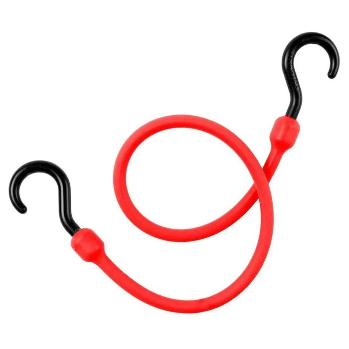 24 in. Polyurethane Bungee Cord with Molded Nylon Hooks in Red
