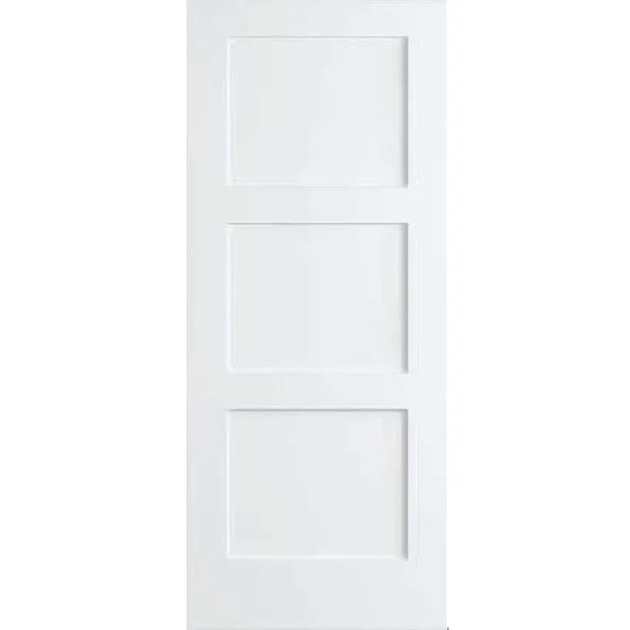 24 in. x 80 in. White 3-Panel Shaker Solid Core Wood Interior Door Slab