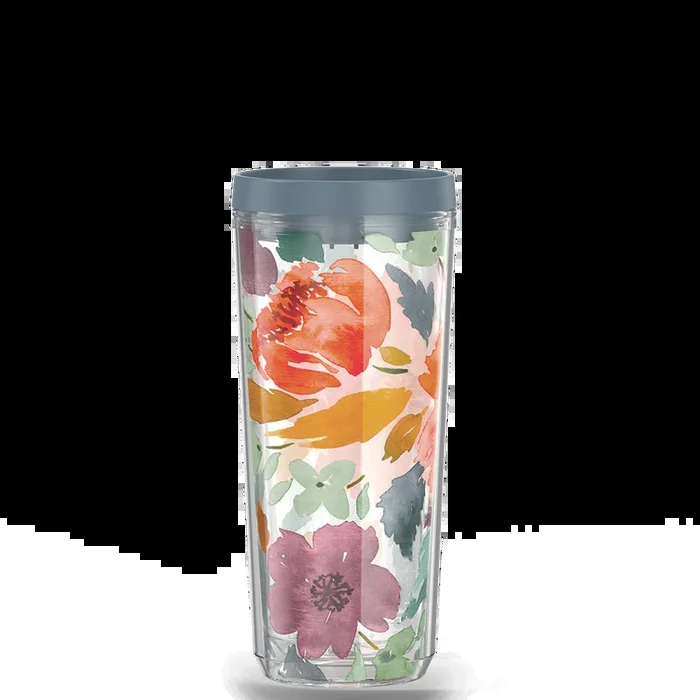 24oz DOUBLE WALL TUMBLER WATERCOLOR FLORAL