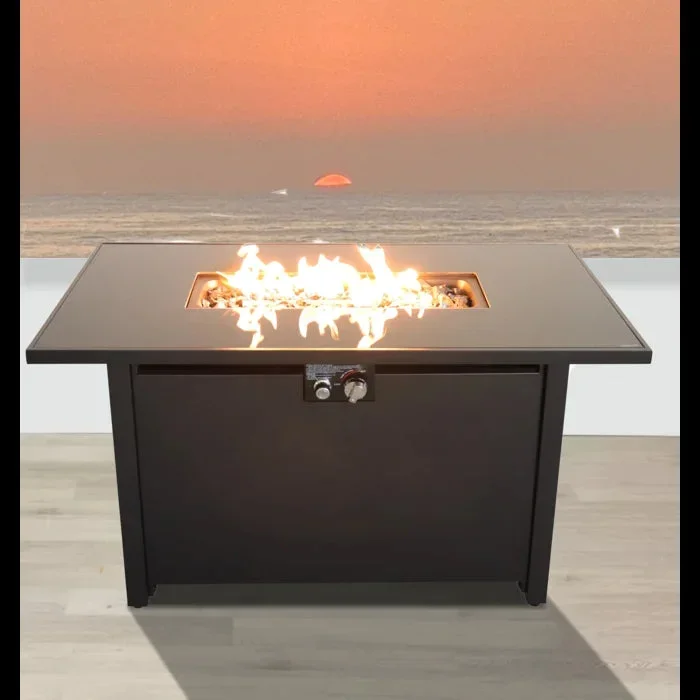 25″ H X 42″ W Steel Outdoor Fire Pit Table With Lid Black Steel