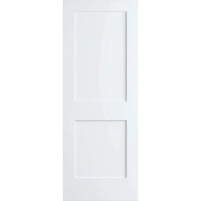 28 in. x 80 in. White 2-Panel Shaker Solid Core Pine Interior Door Slab