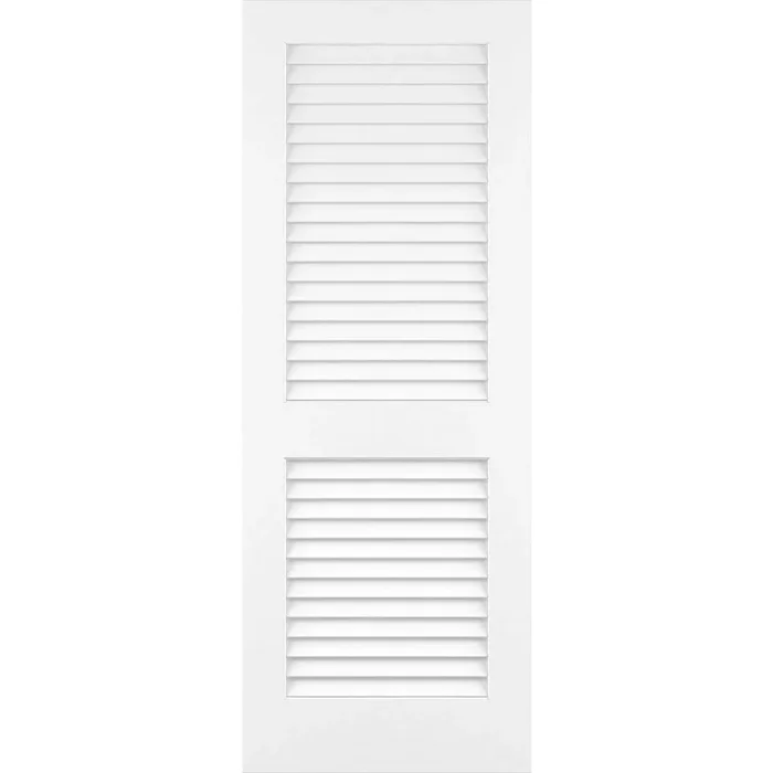 28 in. x 80 in. White Plantation Louver Panel Solid Core Wood Interior Door Slab