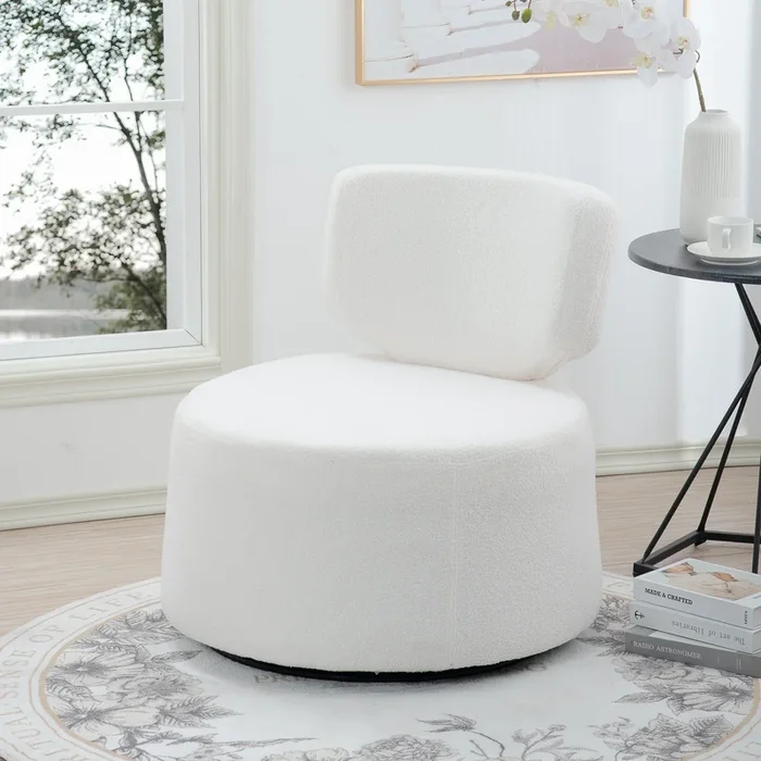 29.13″ Wide Swivel Chair White Plush Plush